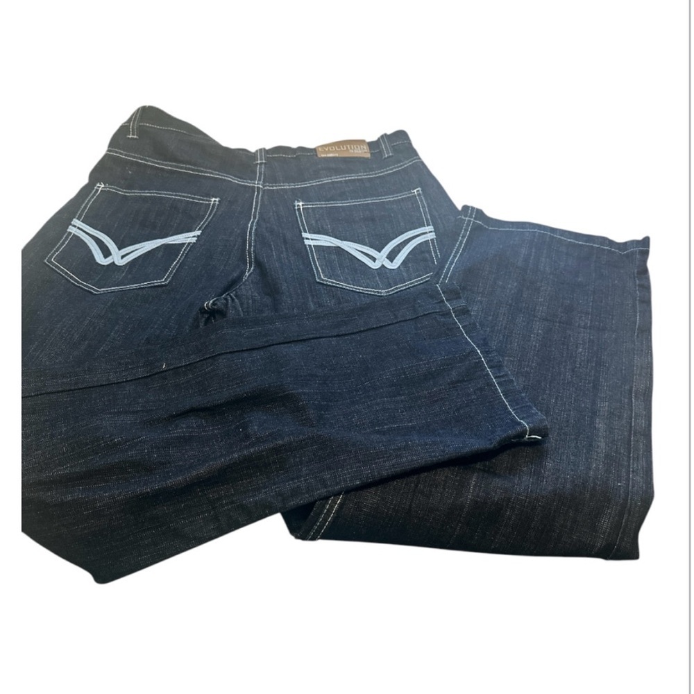 Blue Bootcut Jeans with Decorative Stitching